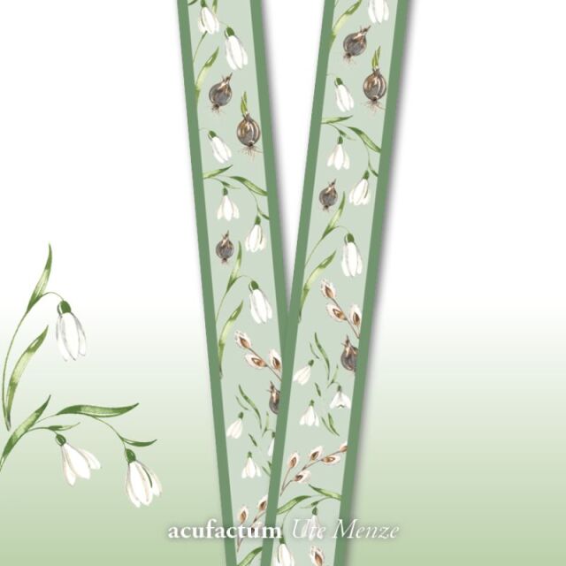 **〔Acufactum〕　A-35365　リボンテープ / スノードロップ　1.6cm幅　 (1ｍ単位）