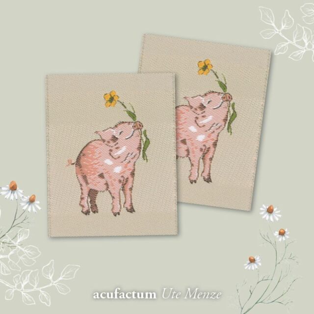 〔Acufactum〕　A-35391　織ラベル / Patch / Schweinchen