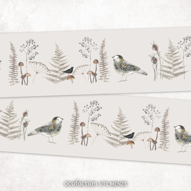 〔Acufactum〕 A-35444 リボンテープ / 鳥への愛 4cm幅 (1m単位) <Happy Point 5倍>