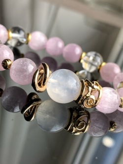 【SCREW】　クンツァイトｘペリステライトｘアイリスクォーツ