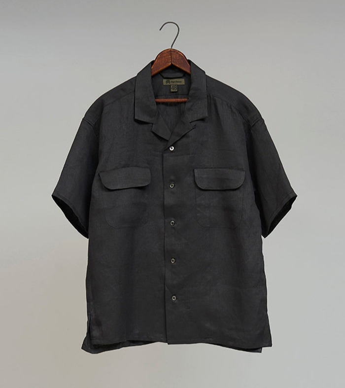 Nigel Cabourn OPEN COLLAR SHIRT - LINEN TWILL