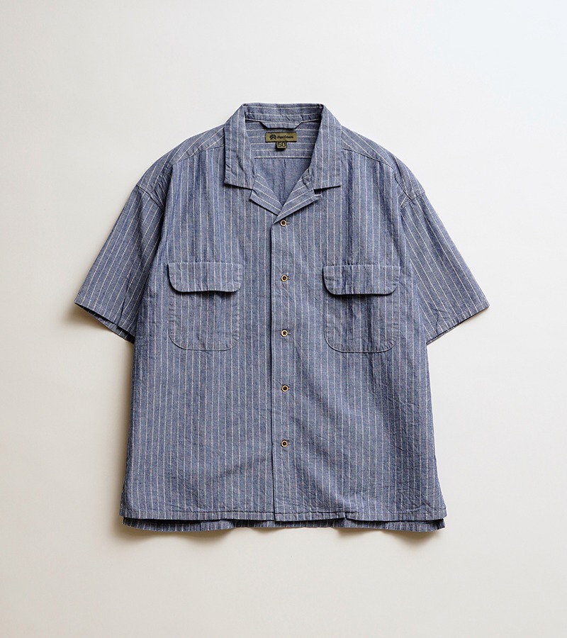Nigel Cabourn OPEN COLLAR SHIRT - WABASH DUNGAREE
