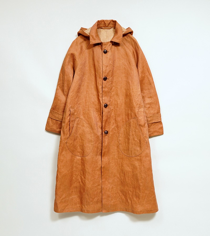 Nigel Cabourn OX’ed Silver FISHERMAN COAT KAKISHIBU LINEN