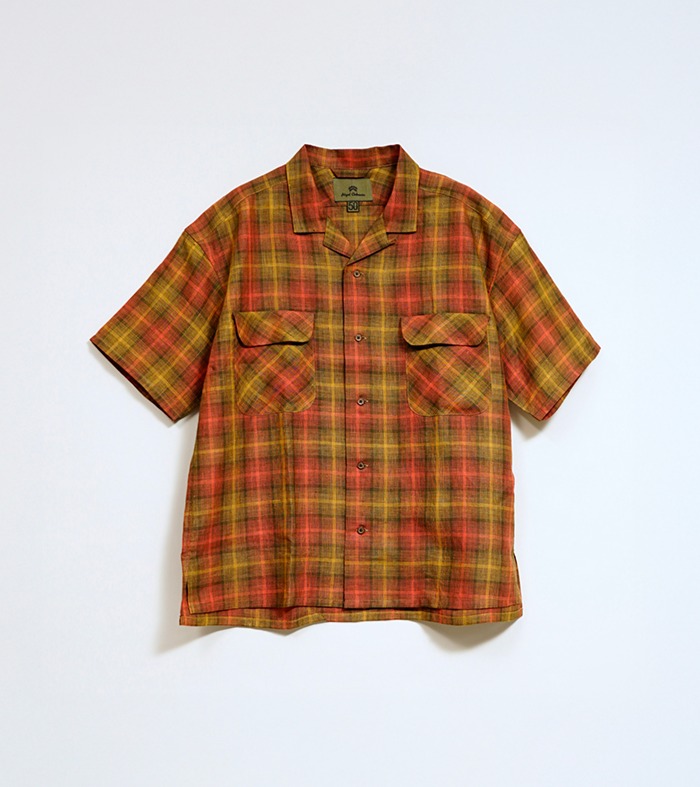 Nigel Cabourn OPEN COLLAR SHIRT - HEMP CHECK