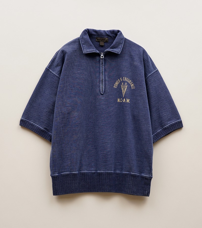 Nigel Cabourn HALF ZIP SWEAT SHORT SLEEVE