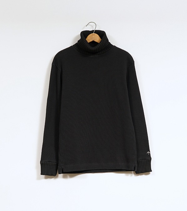 Nigel Cabourn TURTLE NECK - WAFFLE BLACK