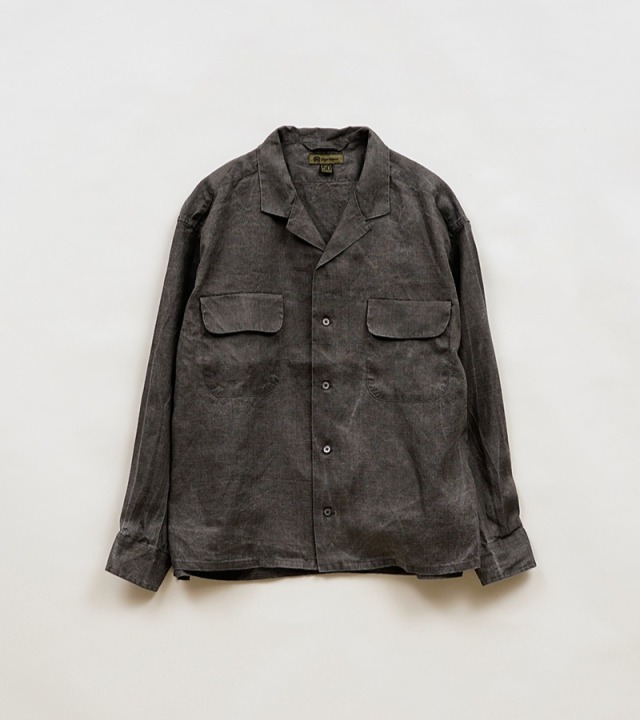 トップス Nigel Cabourn Open Collar Shirt Nigel Cabourn Open Collar Shirt - Khaki Linen Twill