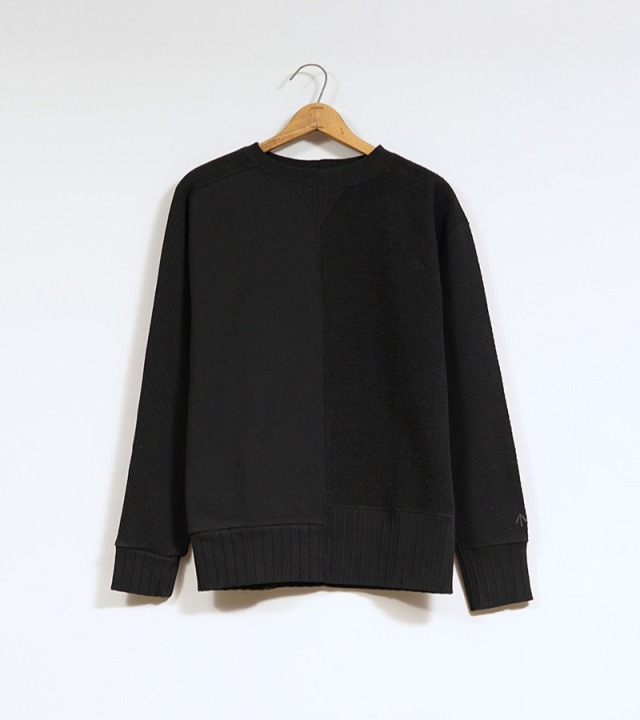 Nigel Cabourn ARMY CREW JERSEY MIX - BLACK