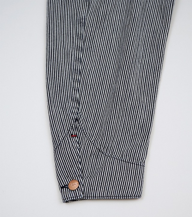 Nigel Cabourn ストライプ ノーカラージャケット サイズ50 リネン t20052404.jpg