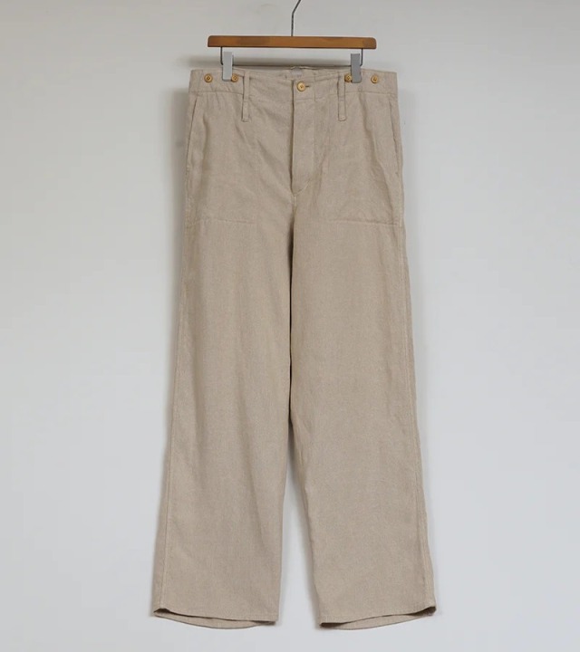 80480050004 Nigel Cabourn FRENCH WORK PANT - LINEN PIN OX 