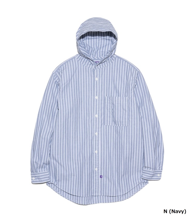 N25SG026 THE NORTH FACE PURPLE LABEL Mountain Striped Hooded Shirt