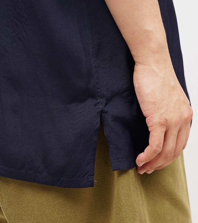 80480011200 Nigel Cabourn OPEN COLLAR SHIRT - RAYON SULFUR