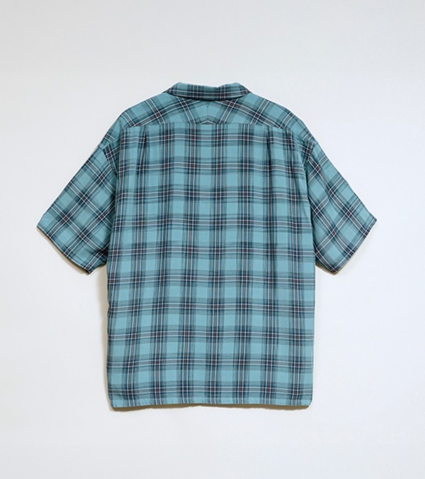 80520011007 Nigel Cabourn OPEN COLLAR SHIRT - RAYON CHECK