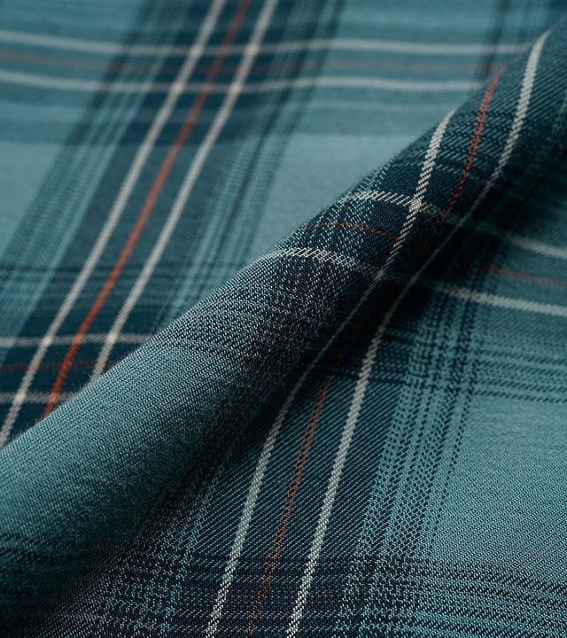 80520011007 Nigel Cabourn OPEN COLLAR SHIRT - RAYON CHECK