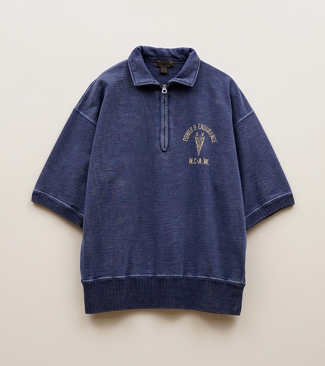 Nigel Cabourn HALF ZIP SWEAT SHORT SLEEVE