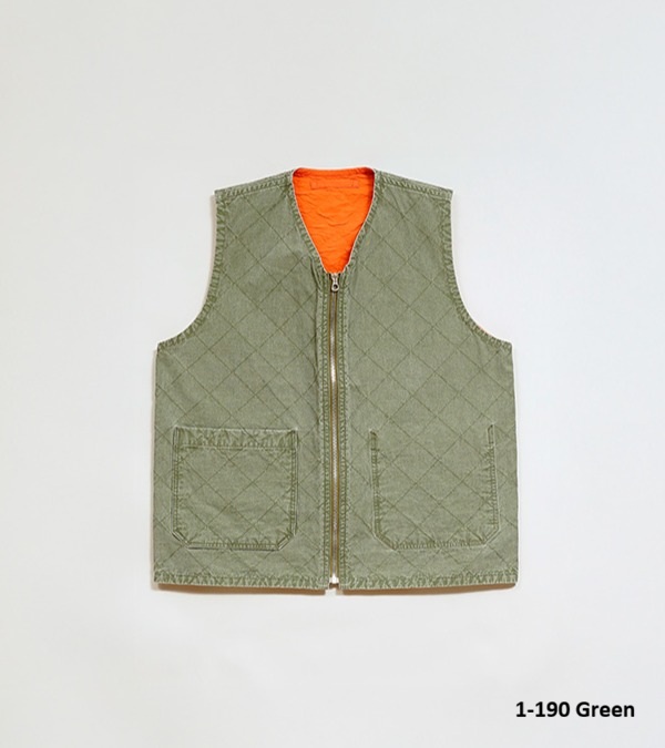 Nigel Cabourn QUILTING DECK VEST REVERSIBLE - RIPSTOP