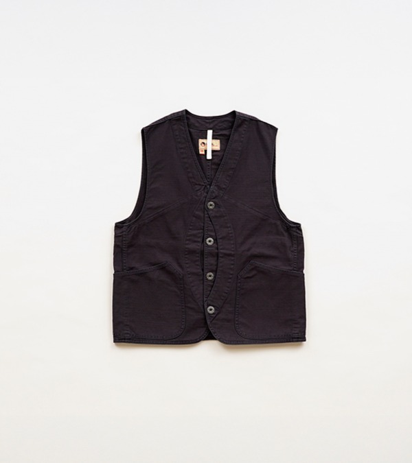 80521370030 Nigel Cabourn LYBRO V01 WORK SUIT VEST - SLUB SATEEN
