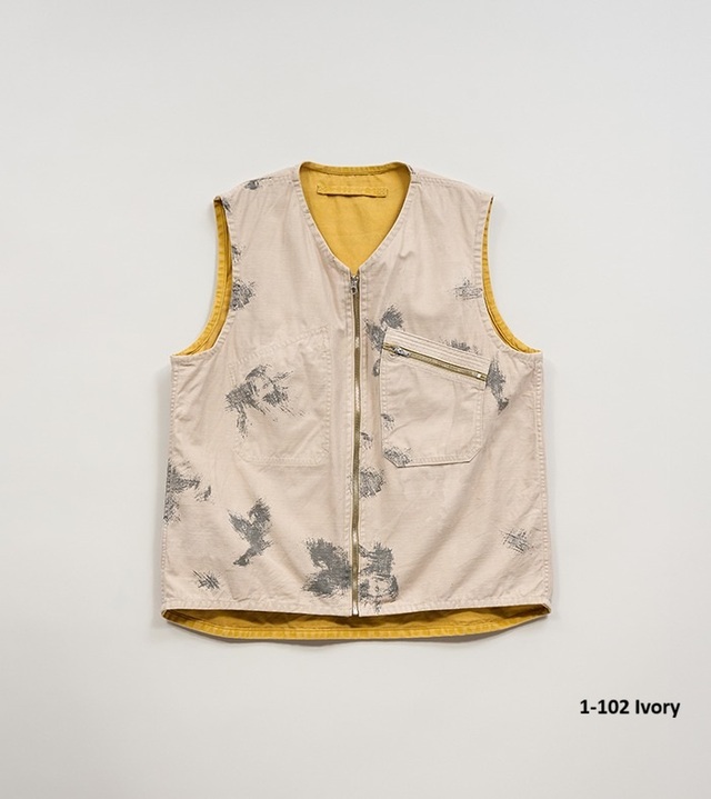 Nigel Cabourn REVERSIBLE VEST FADE CAMO