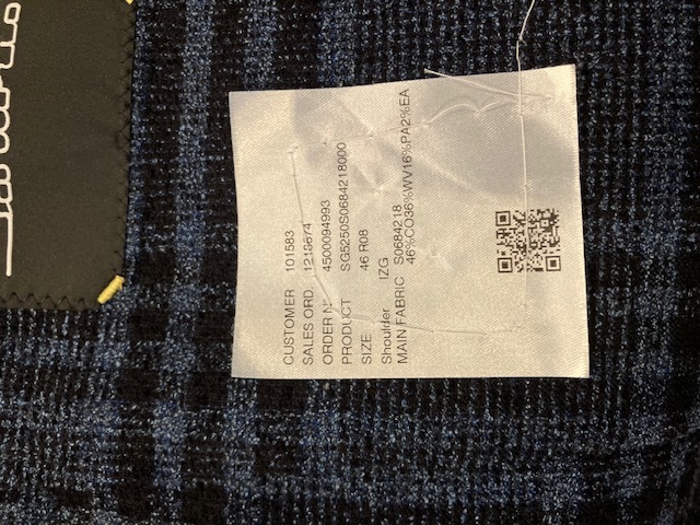 SARTORIO サルトリオ 四者混 ネイビーチェック ストレッチ 3Bジャケット