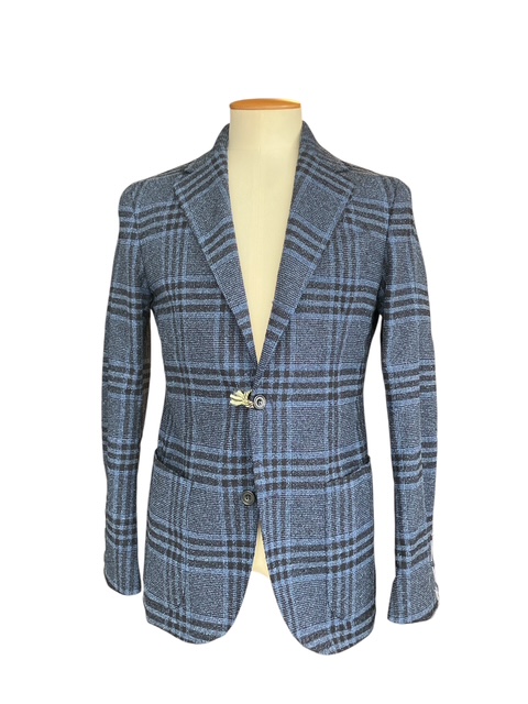 SARTORIO サルトリオ 四者混 ネイビーチェック ストレッチ 3Bジャケット