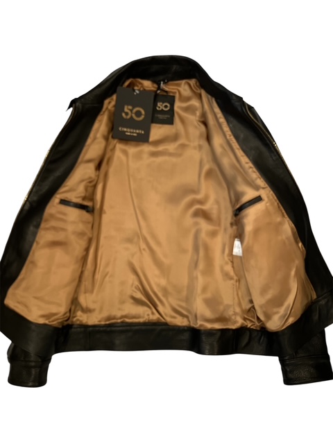 CINQUANTA チンクアンタ レザー レギュラーカラージップブルゾン