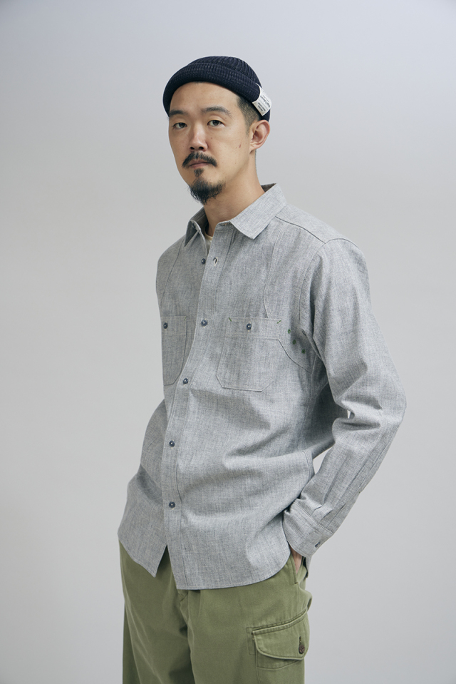 80500010051 Nigel Cabourn NEW MEDICAL SHIRT SALT&PEPPER ナイジェル