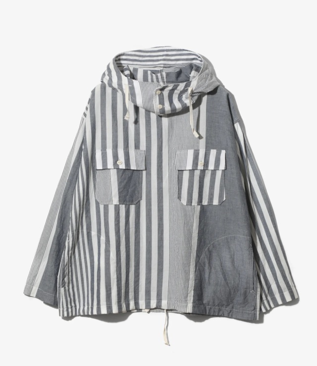 ENGINEERED GARMENTS Cagoule Shirt - Stripe Cotton Chambray