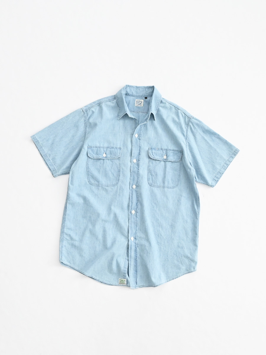 【50%OFF】orSlow (オアスロウ)　SHORT SLEEVE CHAMBRAY WORK SHIRT