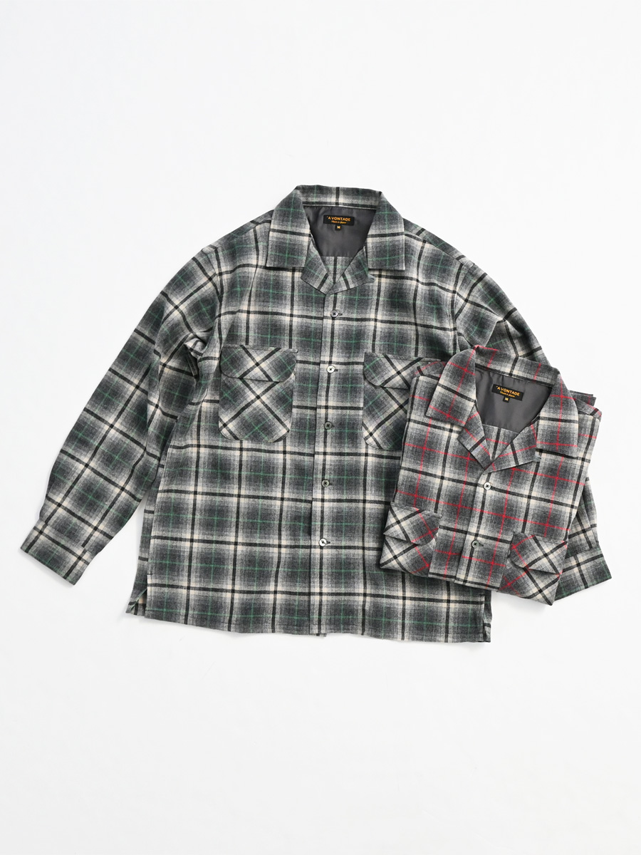 A Vontade（アボンタージ) Wool Plaid Open Shirts VTD-0396-SH