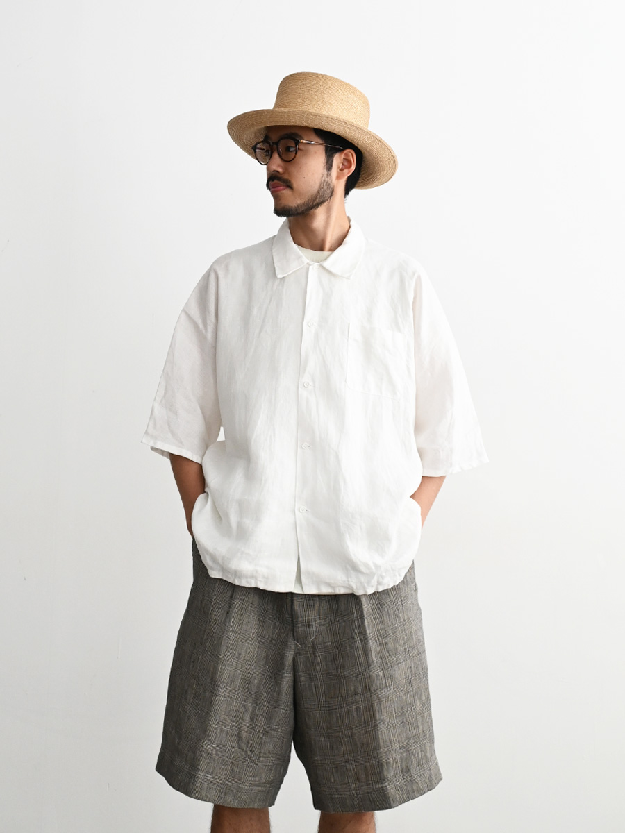 aulico (アウリコ)　SHORT SLEEVE SHIRT / WHITE