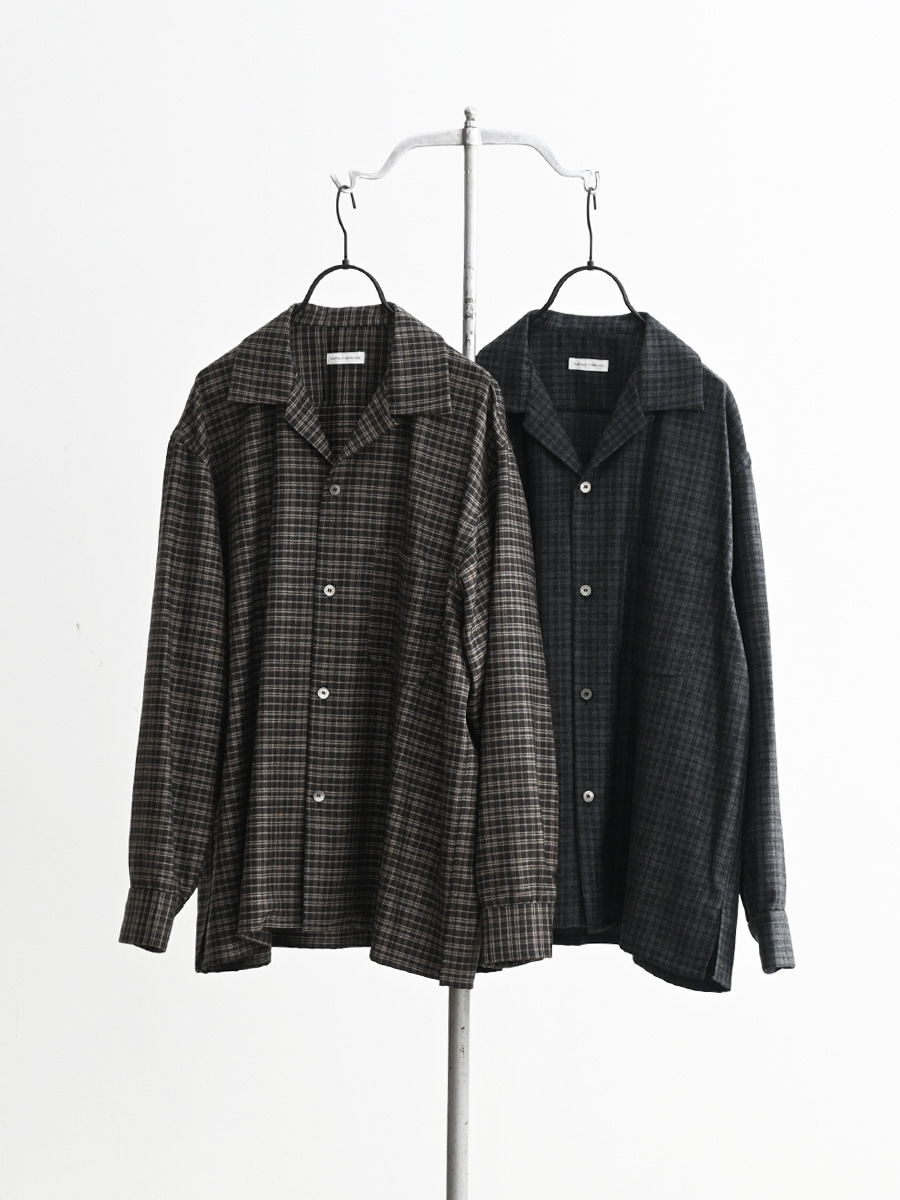 KAPTAIN SUNSHINE (キャプテンサンシャイン)　Wool Plaid Open Collar Shirt