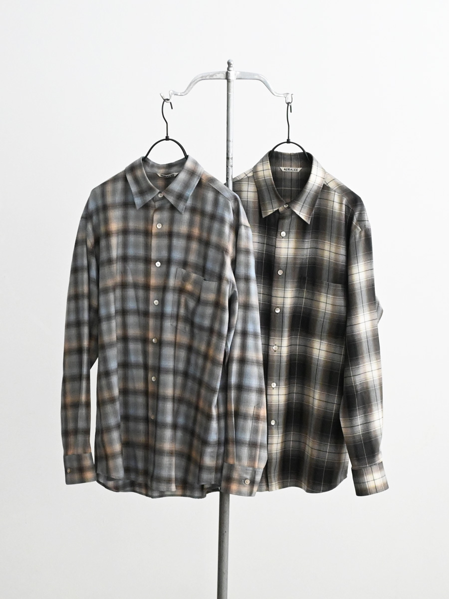 AURALEE (オーラリー)　SUPER LIGHT WOOL CHECK SHIRT