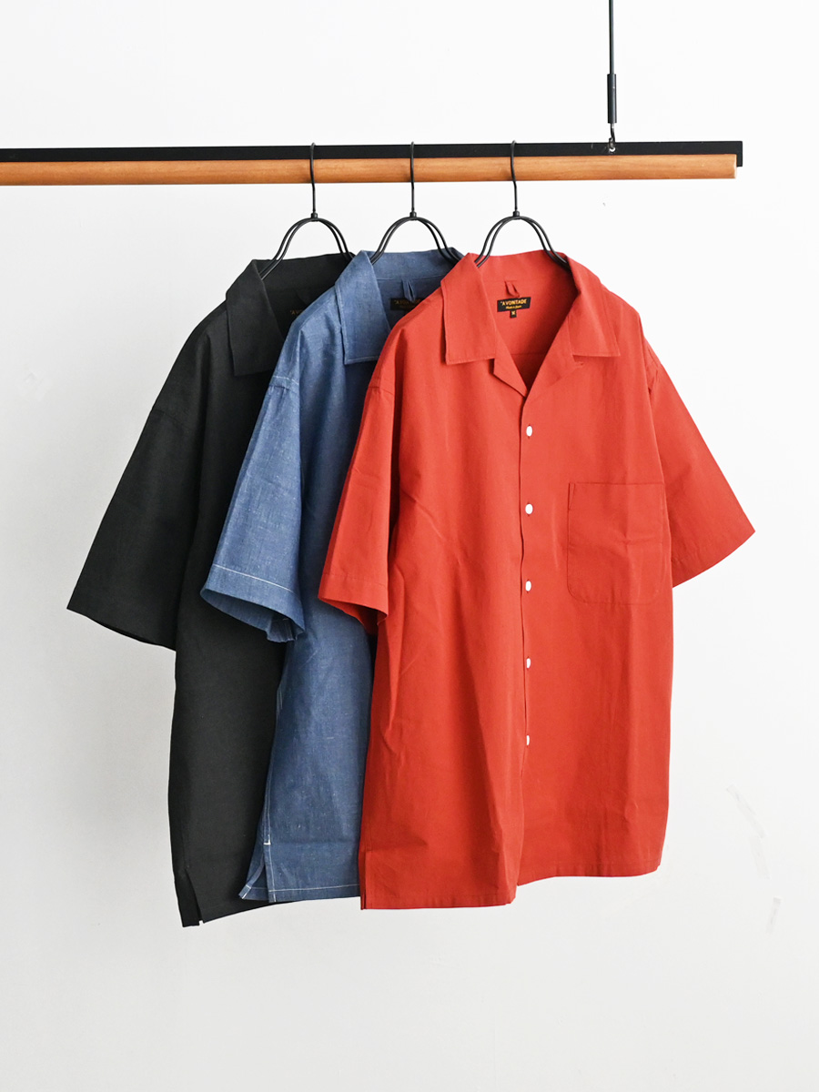 A VONTADE (アボンタージ)　Open Collar Shirts SS -Cotton/Linen Hard Twist Weaher - VTD-0383-SH