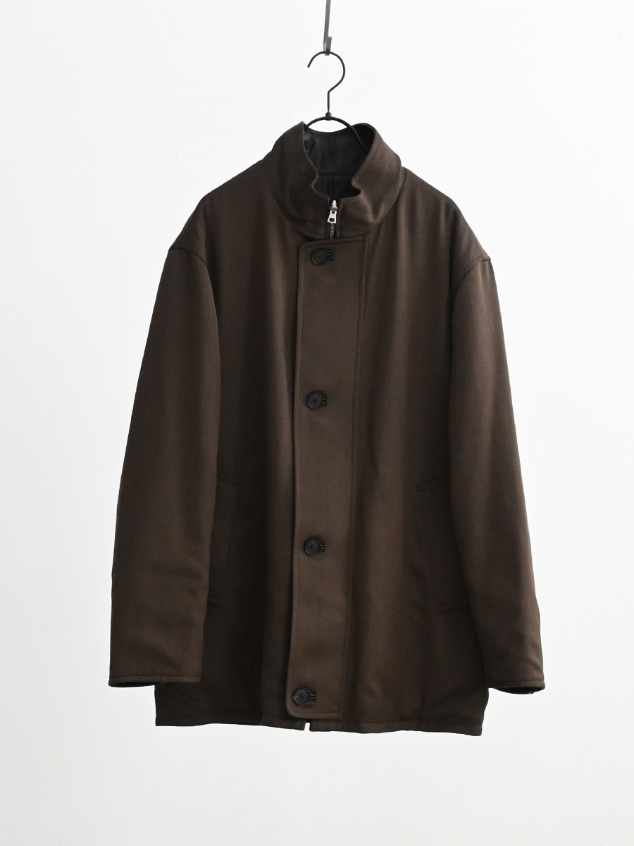 AURALEE (オーラリー)　REVERSIBLE WOOL TWISTED TWILL / SHEEP LEATHER HALF COAT -BROWN