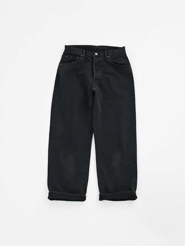 HATSKI (ハツキ) DENIM03 Wide Tapered Denim -Fead Black-