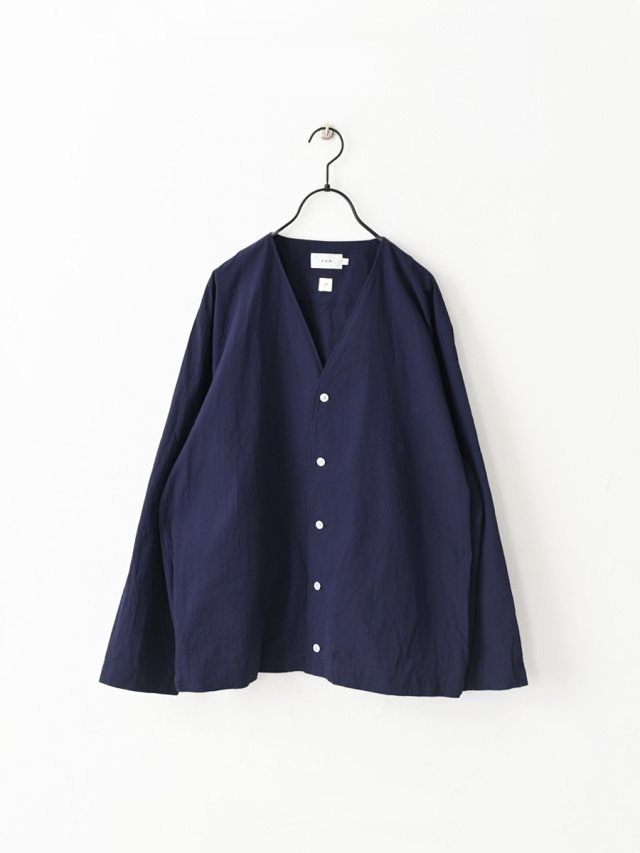 RINEN× ill 強撚平織 カーディガン シャツ NAVY strato