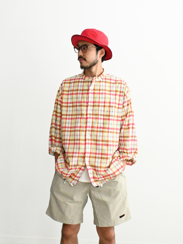 【30%OFF】ill (イル)　スタンドカラー ビック マドラスシャツ Made by LOLO LIKE