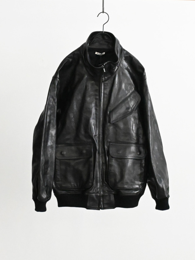 オーラリー　AURALEE LAMB LEATHER ZIP BLOUSON 3 Lamb Leather Zip Blouson in Dark Brown