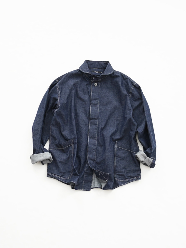 LOLO (ロロ)　定番プルオーバー型 前開きデニム比翼シャツ