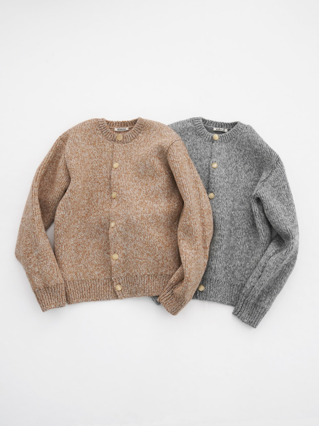 AURALEE (オーラリー)　DOUBLE-FACED WOOL ALPACA LOW GAUGE KNIT CREW-NECK CARDIGAN