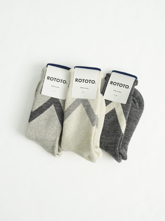 ROTOTO (ロトト)　ラフィースウェットソックス ”ジグザグ”