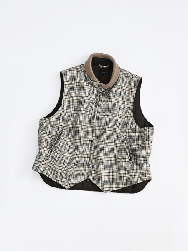 ENGINEERED GARMENTS (エンジニアードガーメンツ)　LL Vest - Khaki Plaid Polyester Cloth
