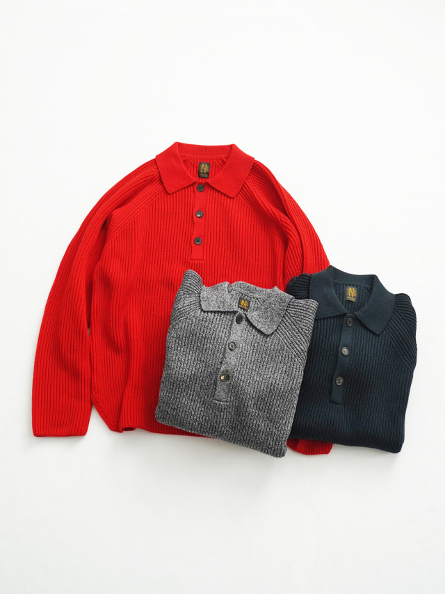 BATONER (バトナー)　SOLID WOOL RIB POLO