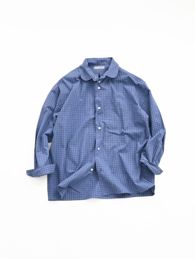 nisica (ニシカ)　Round Collar Check Shirt