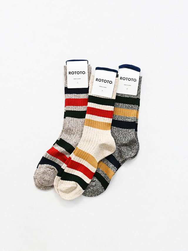 ROTOTO (ロトト)　パークストライプ クルーソックス