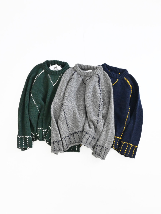 ONE FIFTH (ワンフィフス) HANDKNIT RAGLAN STITCH CREW -ナイモノねだり