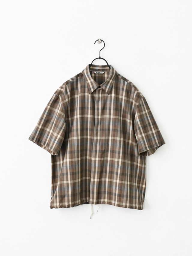 AURALEE (オーラリー) SUPER FINE TROPICAL WOOL CHECK HALF-SLEEVED SHIRT