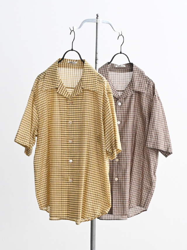 AURALEE (オーラリー) AIRY LIGHT COTTON CHECK HALF SLEEVED SHIRT