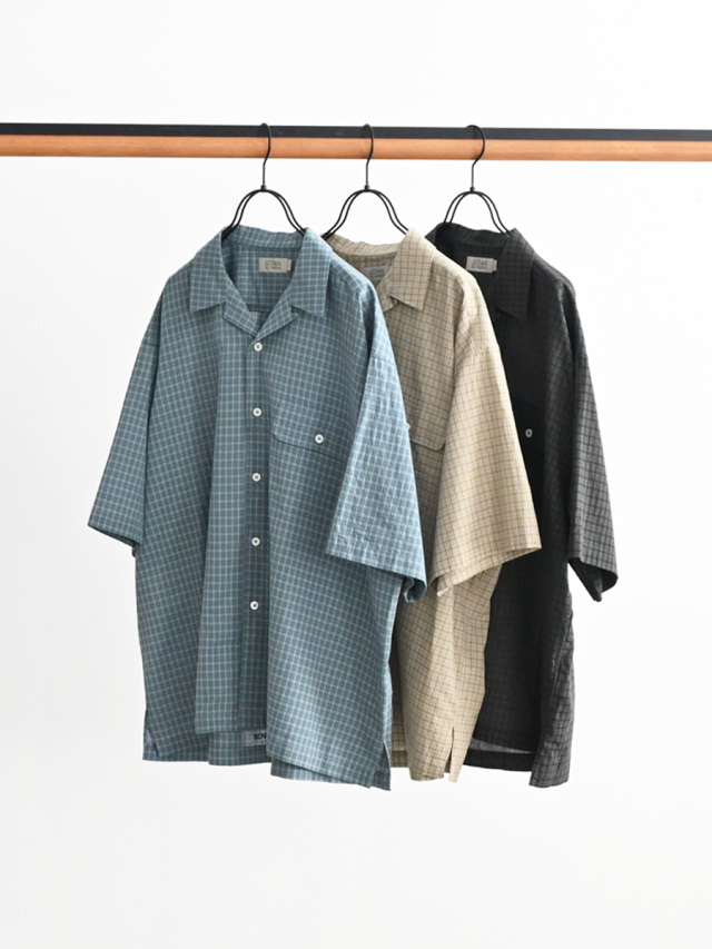 SEDAN ALL-PURPOSE (セダンオールパーパス)　Dobby Plaid Open Collar S/S Shirt