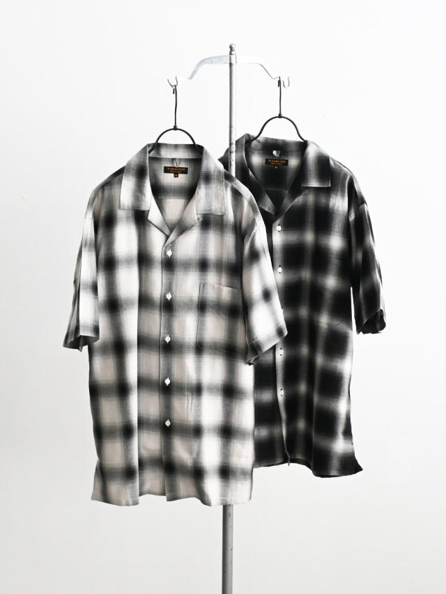 【20%OFF】A VONTADE (アボンタージ)　Open Collar Shirts SS -Cotton/Rayon Shadow Check- VTD-0383-SH